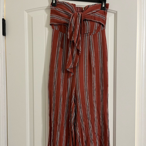 Strapless Striped Bowtie Jumpsuit - Picture 1 of 7